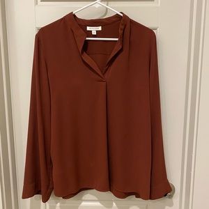 Burnt red polyester long sleeve top
